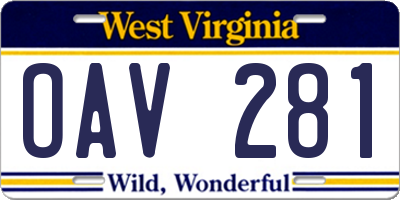 WV license plate OAV281
