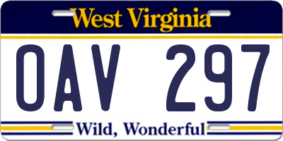 WV license plate OAV297