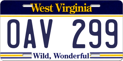 WV license plate OAV299