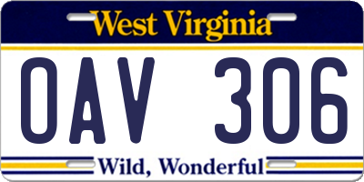 WV license plate OAV306