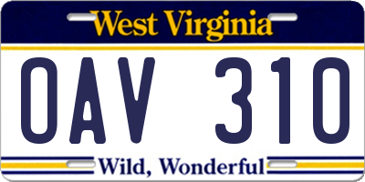 WV license plate OAV310