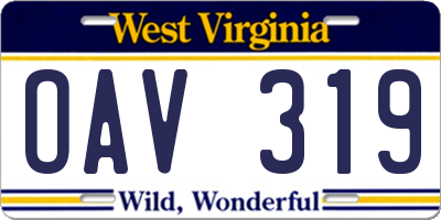WV license plate OAV319