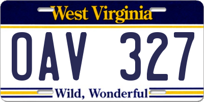 WV license plate OAV327