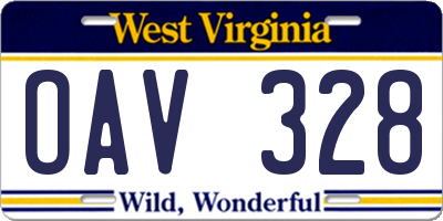 WV license plate OAV328