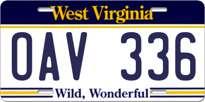 WV license plate OAV336