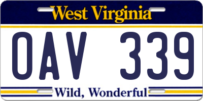 WV license plate OAV339
