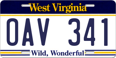 WV license plate OAV341