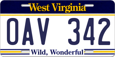 WV license plate OAV342