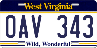 WV license plate OAV343