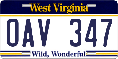 WV license plate OAV347