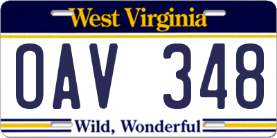 WV license plate OAV348