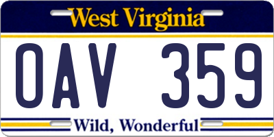 WV license plate OAV359