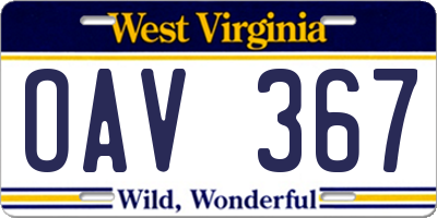 WV license plate OAV367