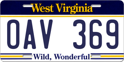 WV license plate OAV369