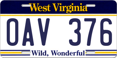 WV license plate OAV376