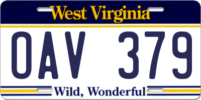 WV license plate OAV379