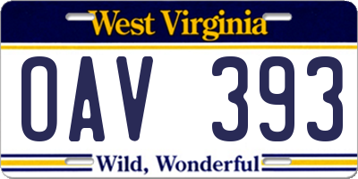 WV license plate OAV393