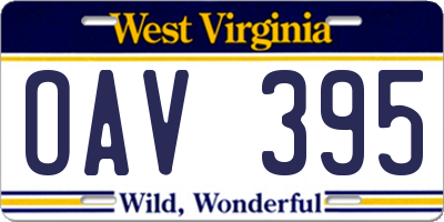 WV license plate OAV395
