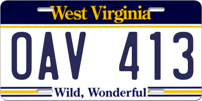 WV license plate OAV413