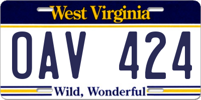 WV license plate OAV424