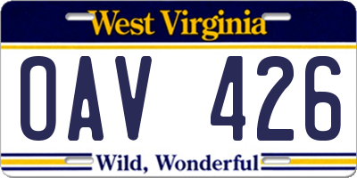 WV license plate OAV426