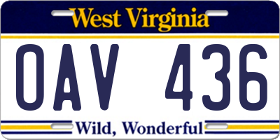 WV license plate OAV436