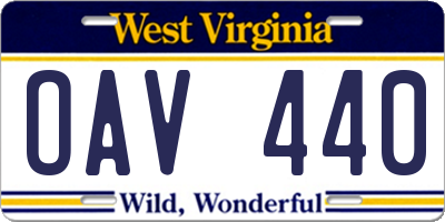 WV license plate OAV440