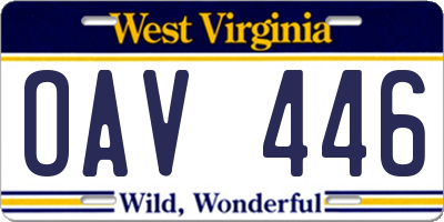 WV license plate OAV446