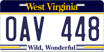 WV license plate OAV448