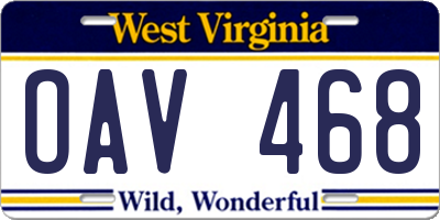 WV license plate OAV468