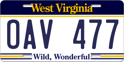 WV license plate OAV477