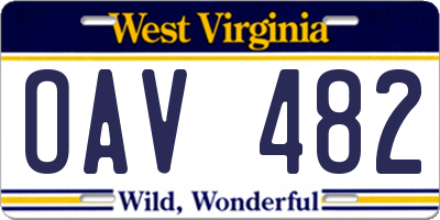 WV license plate OAV482