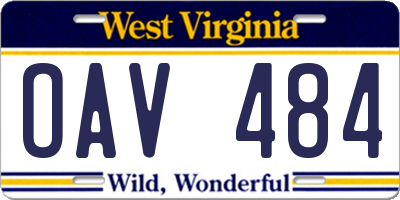 WV license plate OAV484