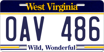WV license plate OAV486