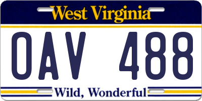 WV license plate OAV488