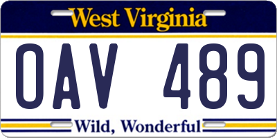 WV license plate OAV489