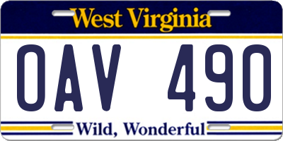 WV license plate OAV490