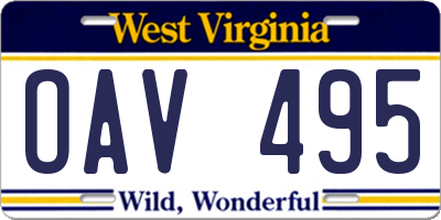 WV license plate OAV495