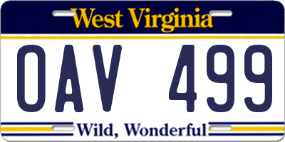 WV license plate OAV499