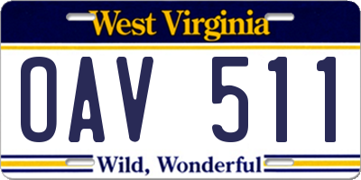 WV license plate OAV511