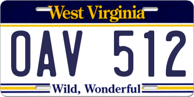 WV license plate OAV512