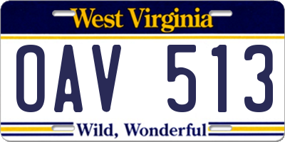 WV license plate OAV513