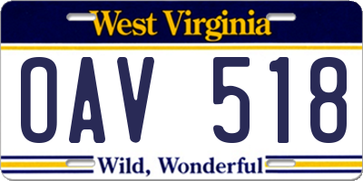 WV license plate OAV518