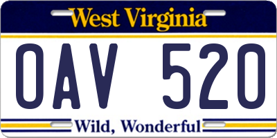 WV license plate OAV520
