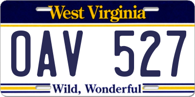 WV license plate OAV527