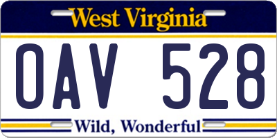 WV license plate OAV528