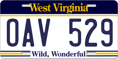 WV license plate OAV529