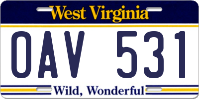 WV license plate OAV531
