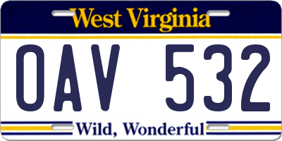WV license plate OAV532