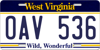 WV license plate OAV536